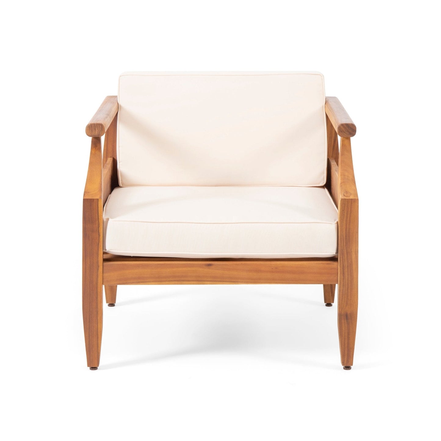 Outdoor Club Chair with Cushion and Wooden Frame