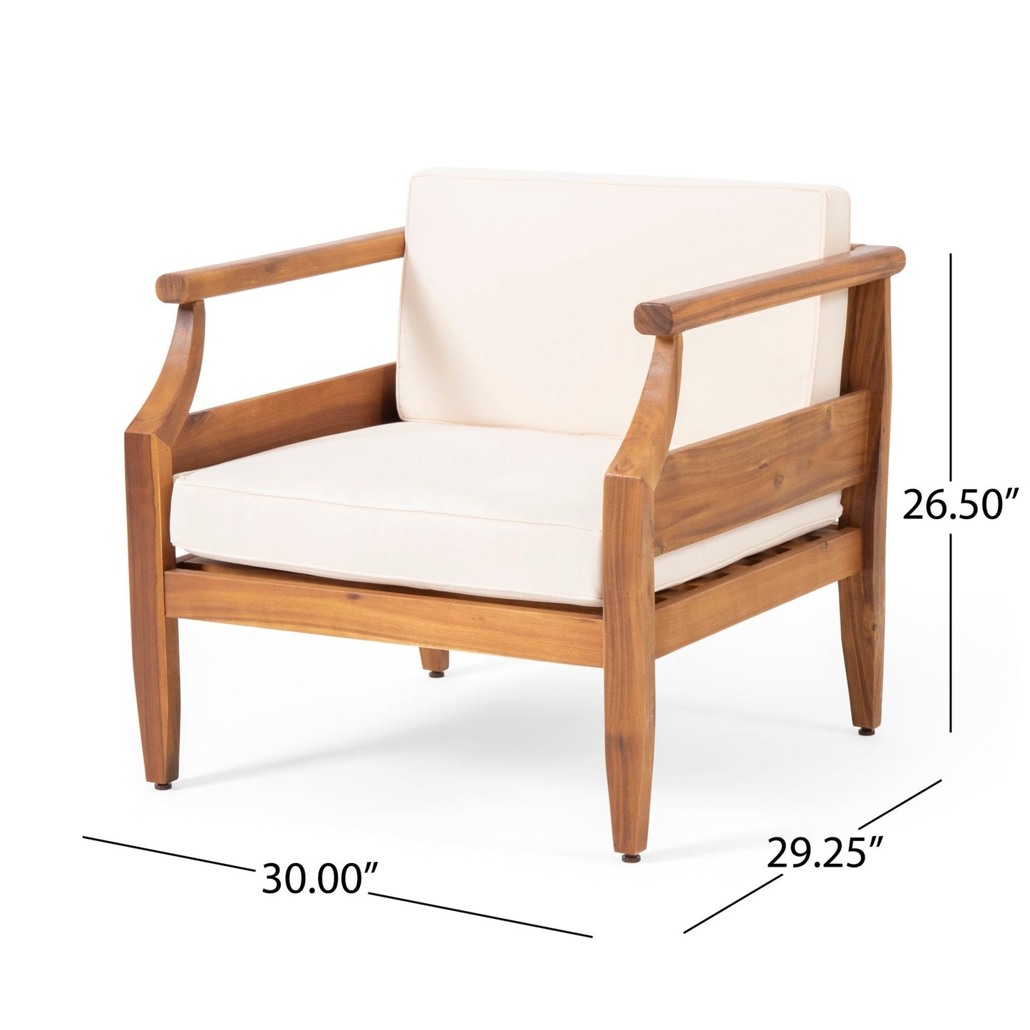 Outdoor Club Chair with Cushion and Wooden Frame