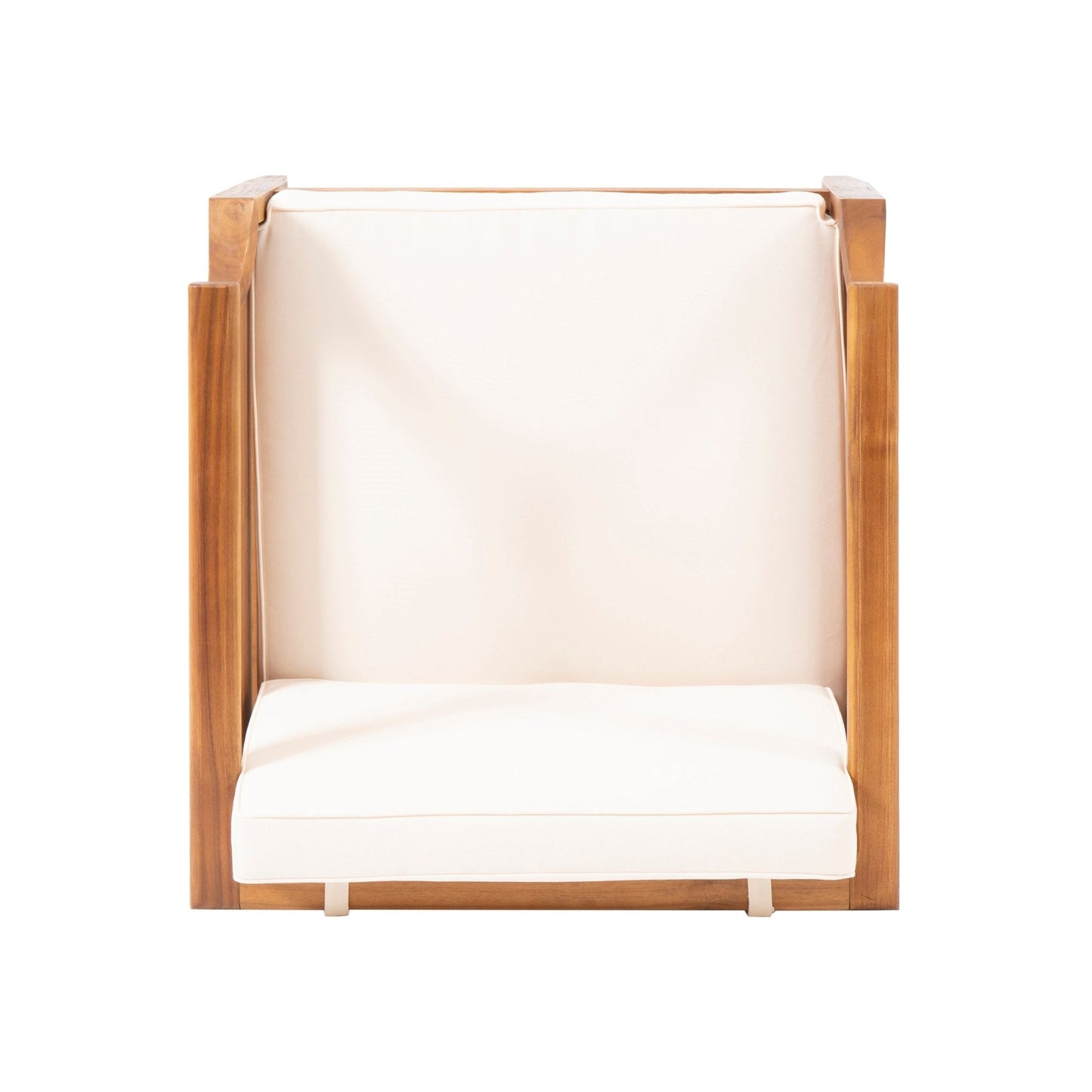 Outdoor Club Chair with Cushion and Wooden Frame