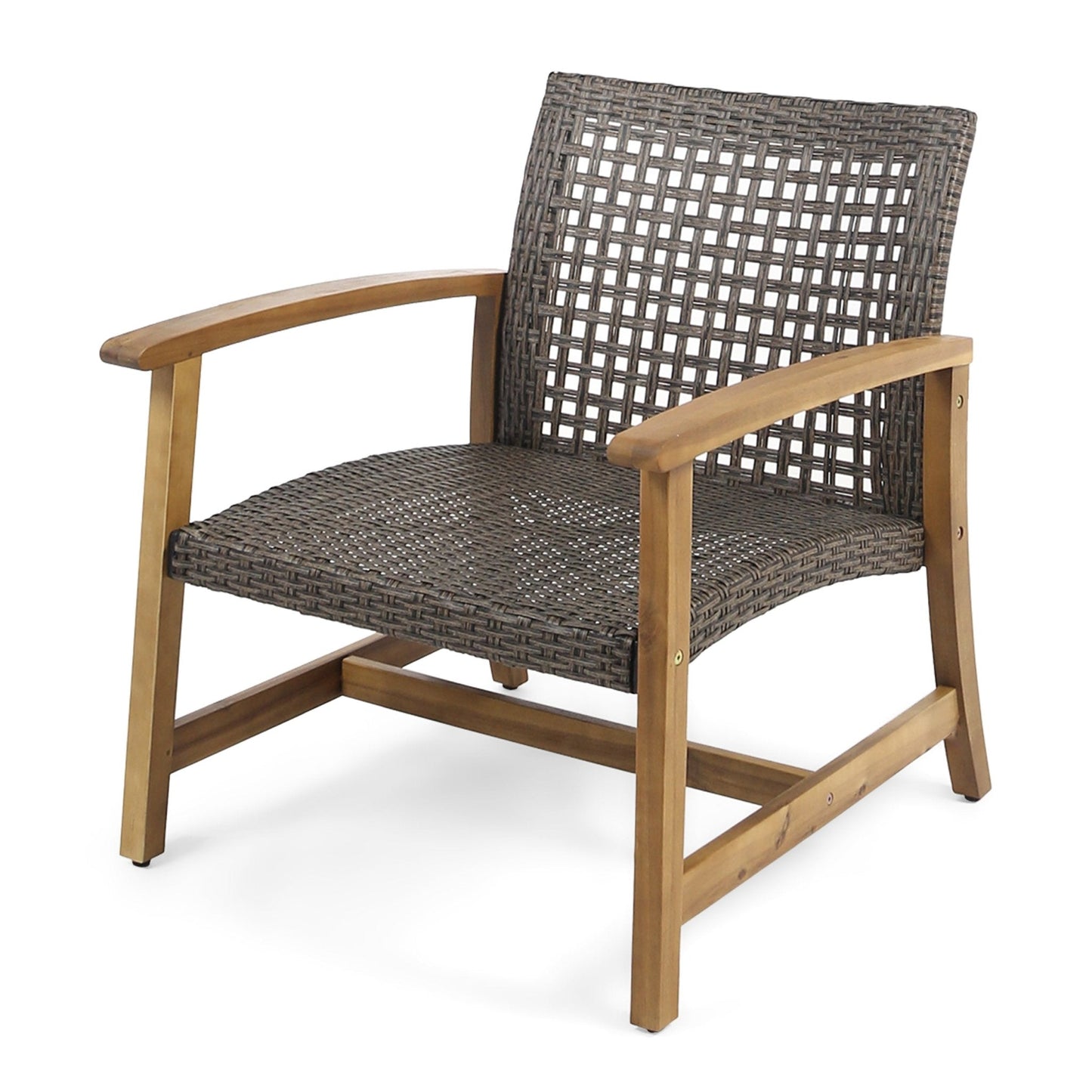 Outdoor Club Chair with Rattan Cover and Square Arm