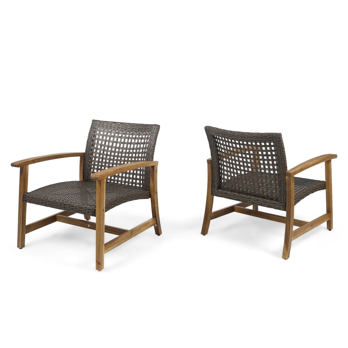 Outdoor Club Chair with Rattan Cover and Square Arm