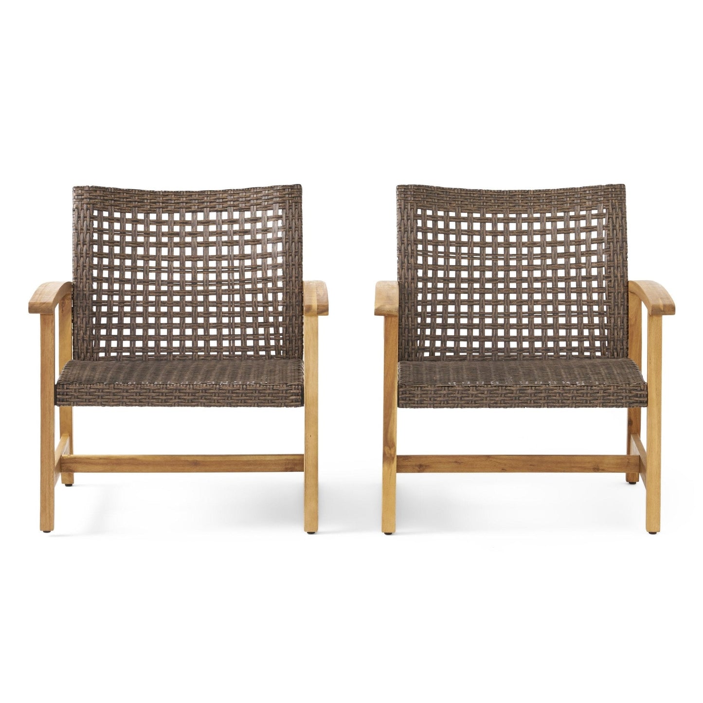 Outdoor Club Chair with Rattan Cover and Square Arm