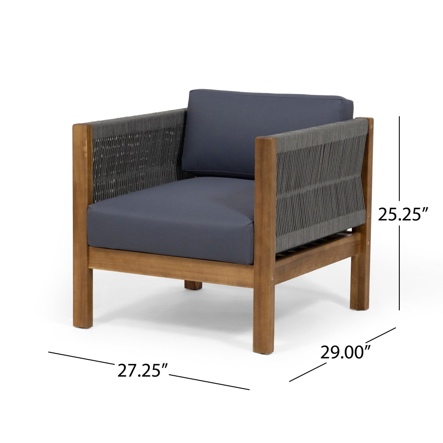 Outdoor Club Chair with Rattan Rope Wave