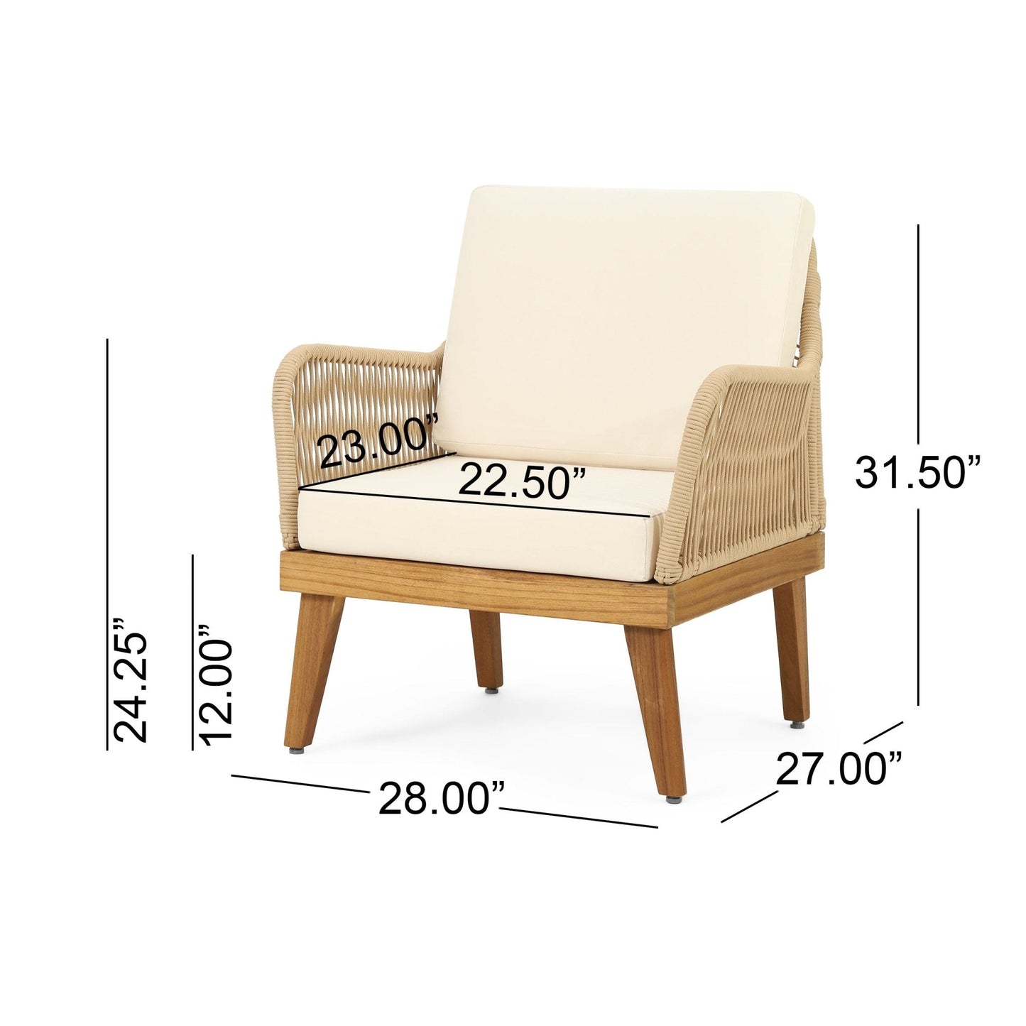 Outdoor Club Chair with Rope Weave Design