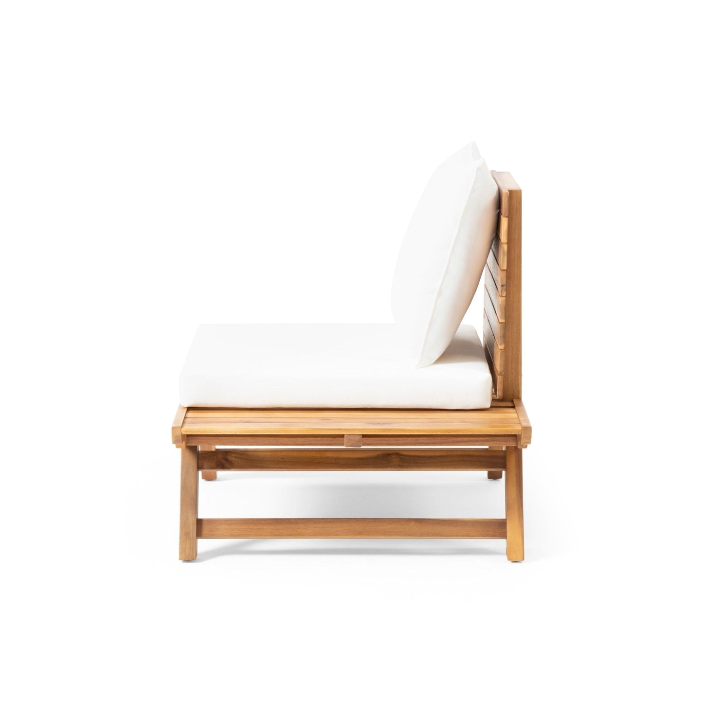 Outdoor Club Chair with Slatted Design and Water Resistance Cushion