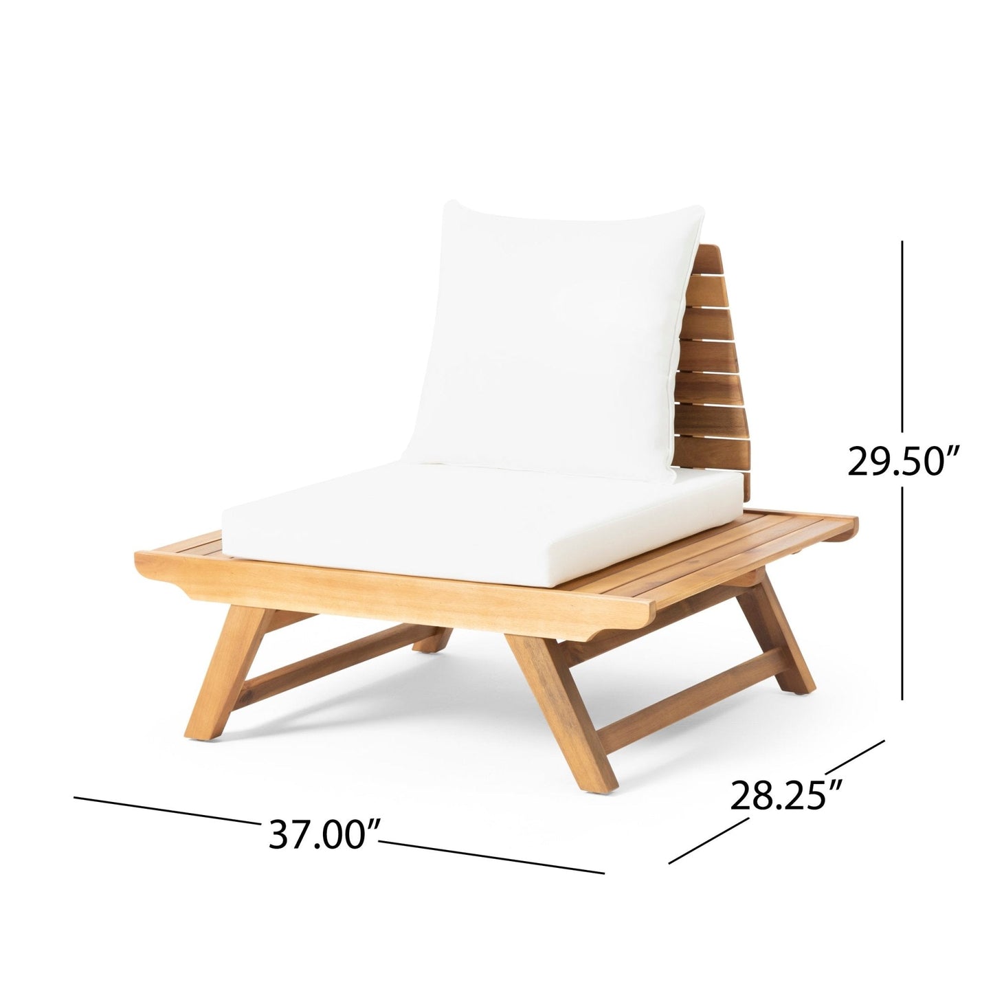 Outdoor Club Chair with Slatted Design and Water Resistance Cushion