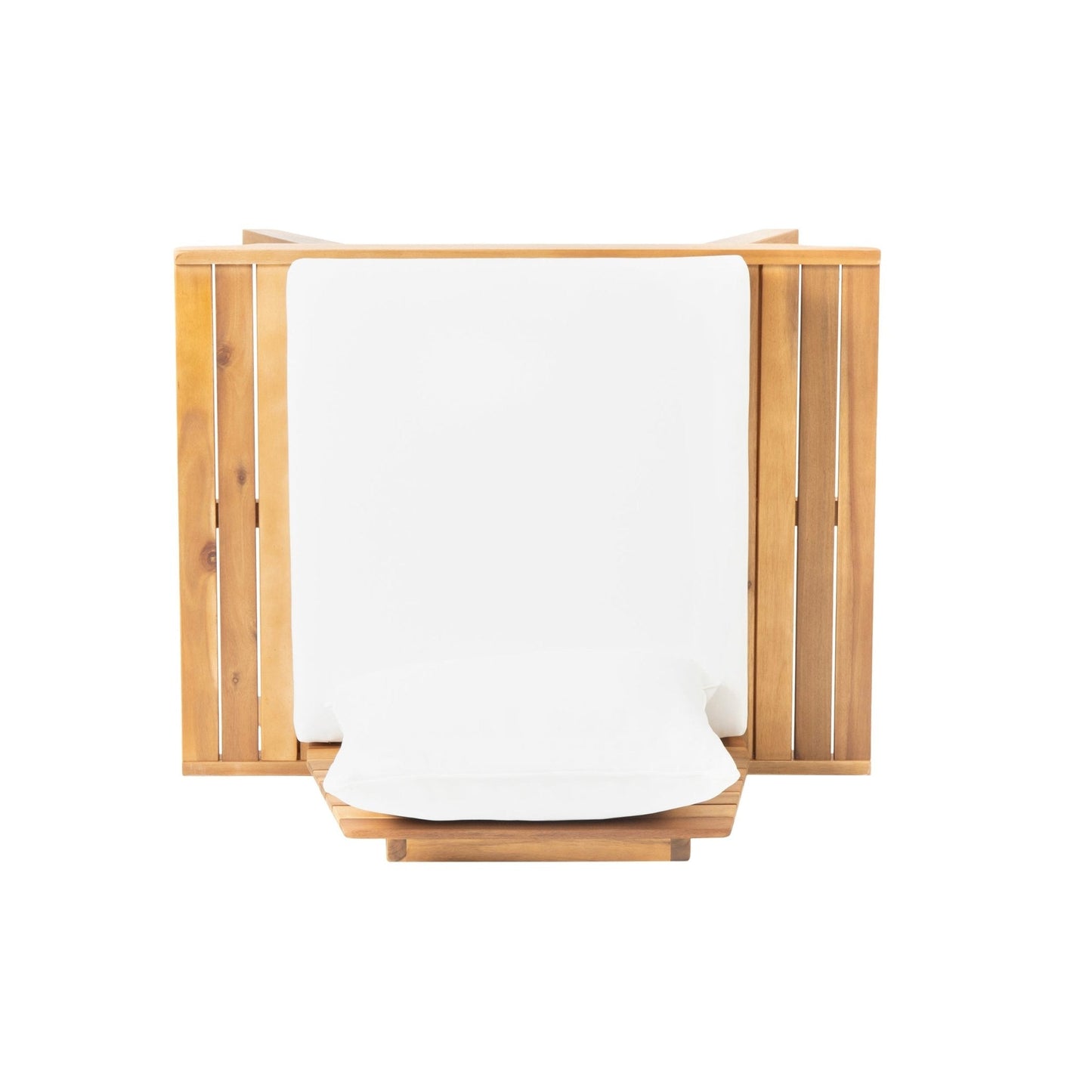 Outdoor Club Chair with Slatted Design and Water Resistance Cushion