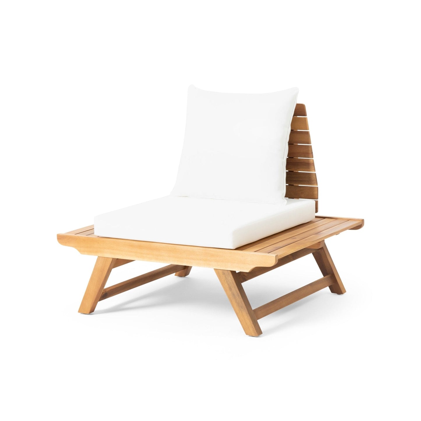 Outdoor Club Chair with Slatted Design and Water Resistance Cushion