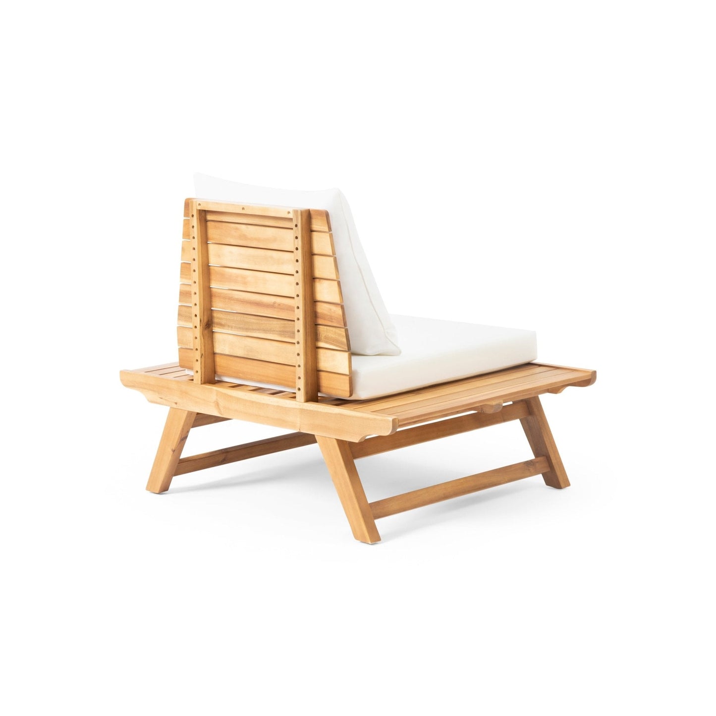 Outdoor Club Chair with Slatted Design and Water Resistance Cushion