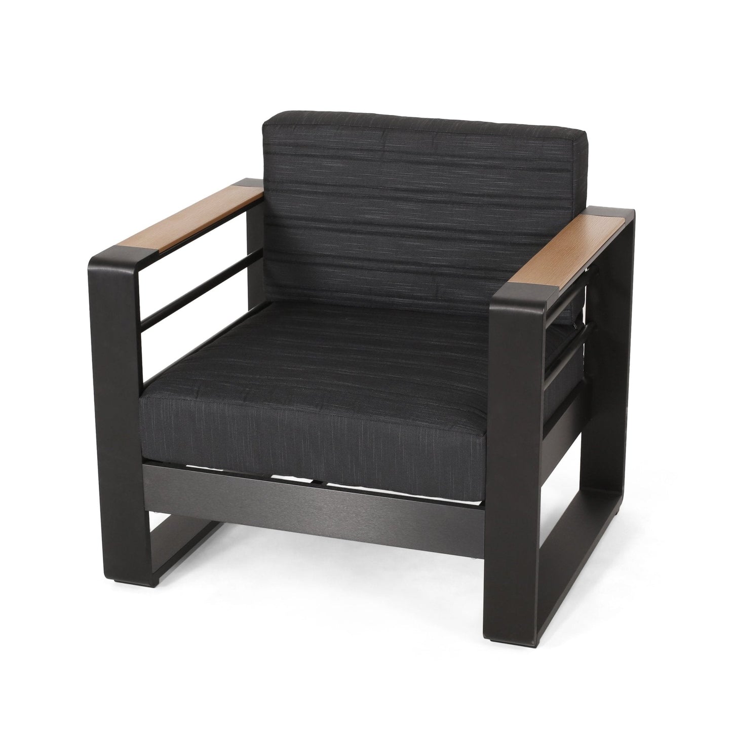 Outdoor Club Chair with Square Arm and Water Resistance Cushion