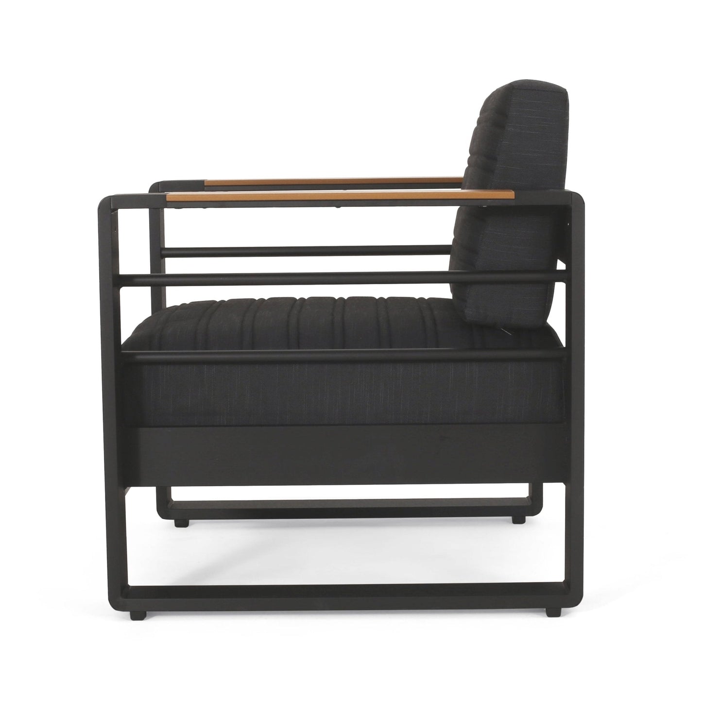 Outdoor Club Chair with Square Arm and Water Resistance Cushion
