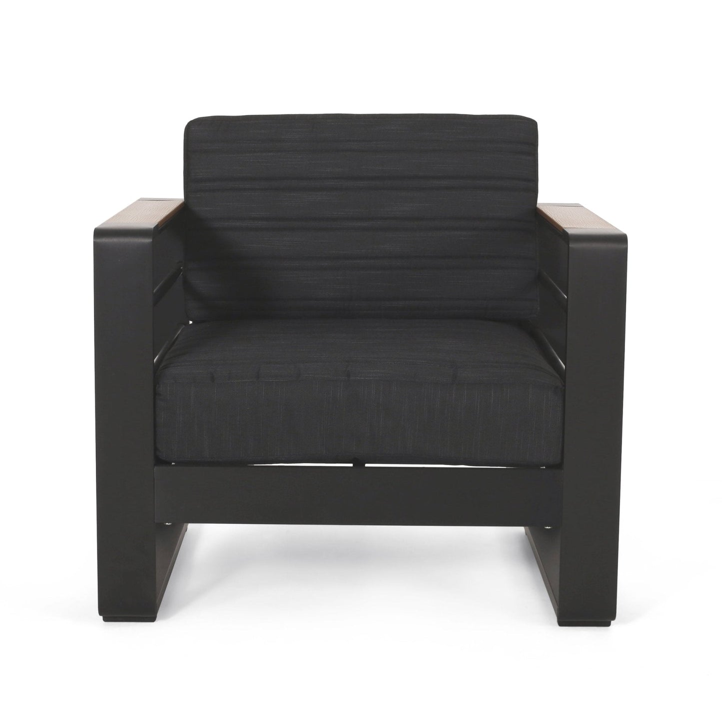 Outdoor Club Chair with Square Arm and Water Resistance Cushion