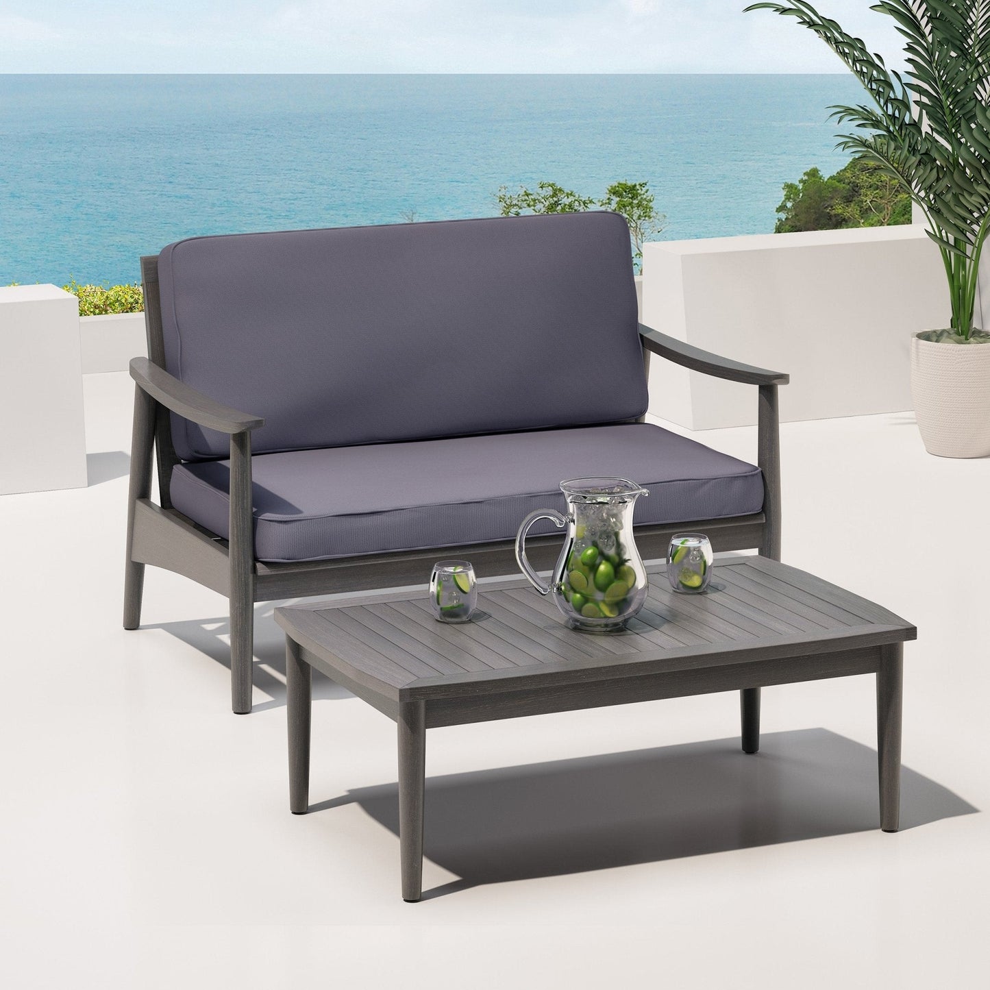 Outdoor Coffee Set with Loveseat