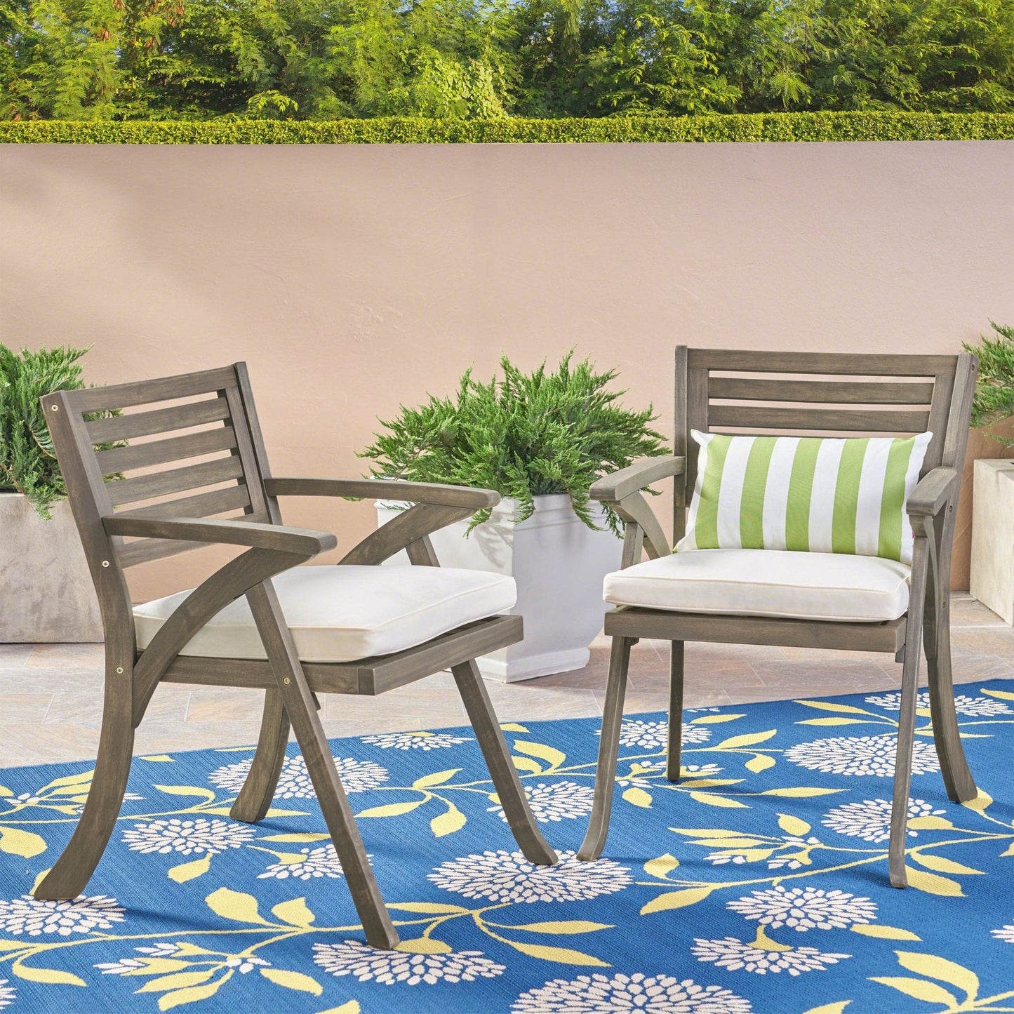Outdoor Dining Chair with Cushion and Curved Legs