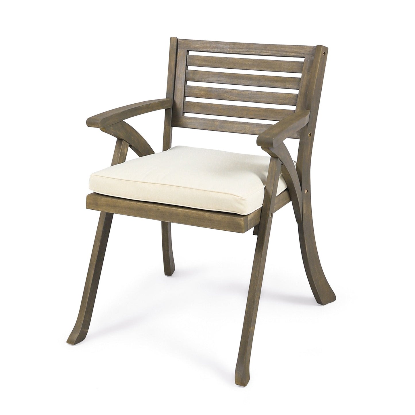 Outdoor Dining Chair with Cushion and Curved Legs