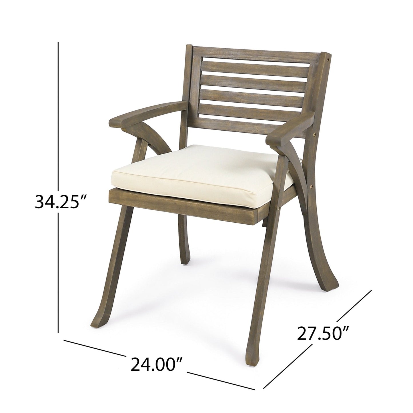 Outdoor Dining Chair with Cushion and Curved Legs