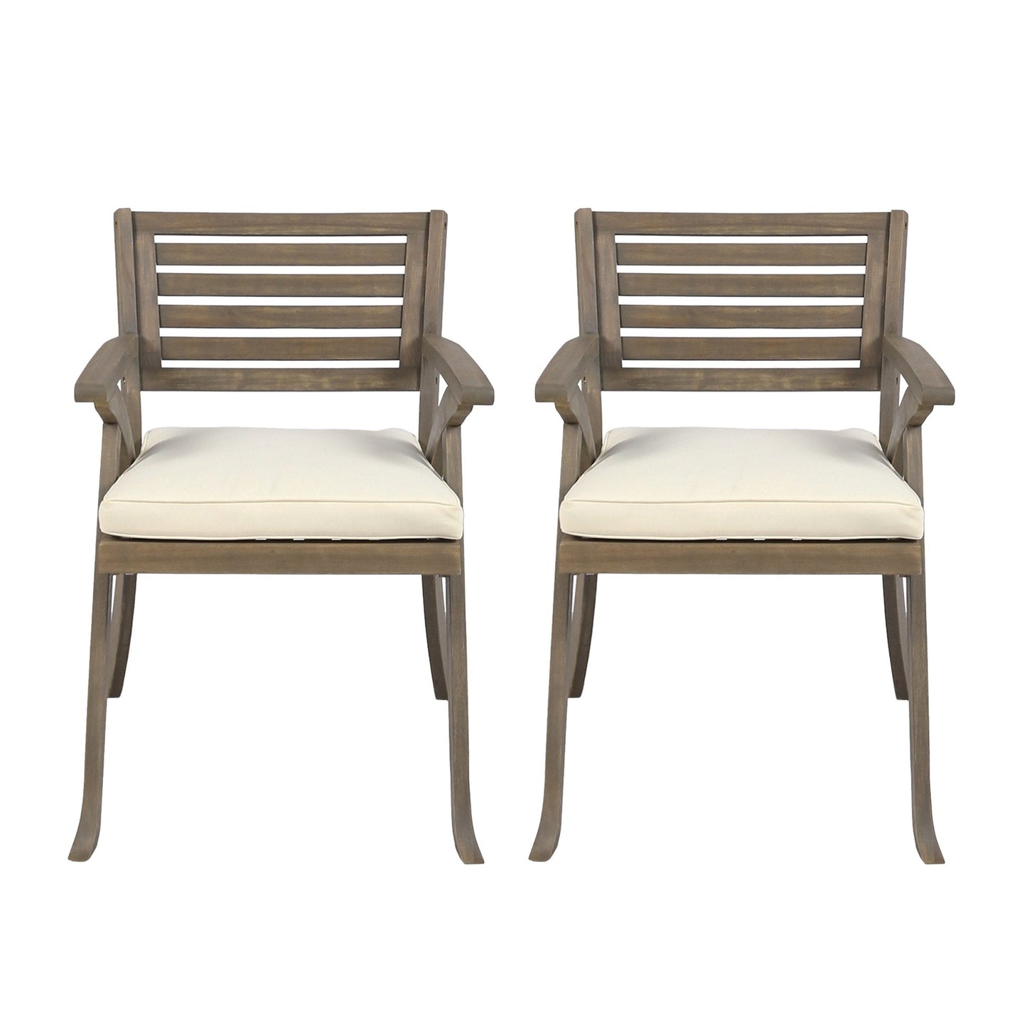 Outdoor Dining Chair with Cushion and Curved Legs