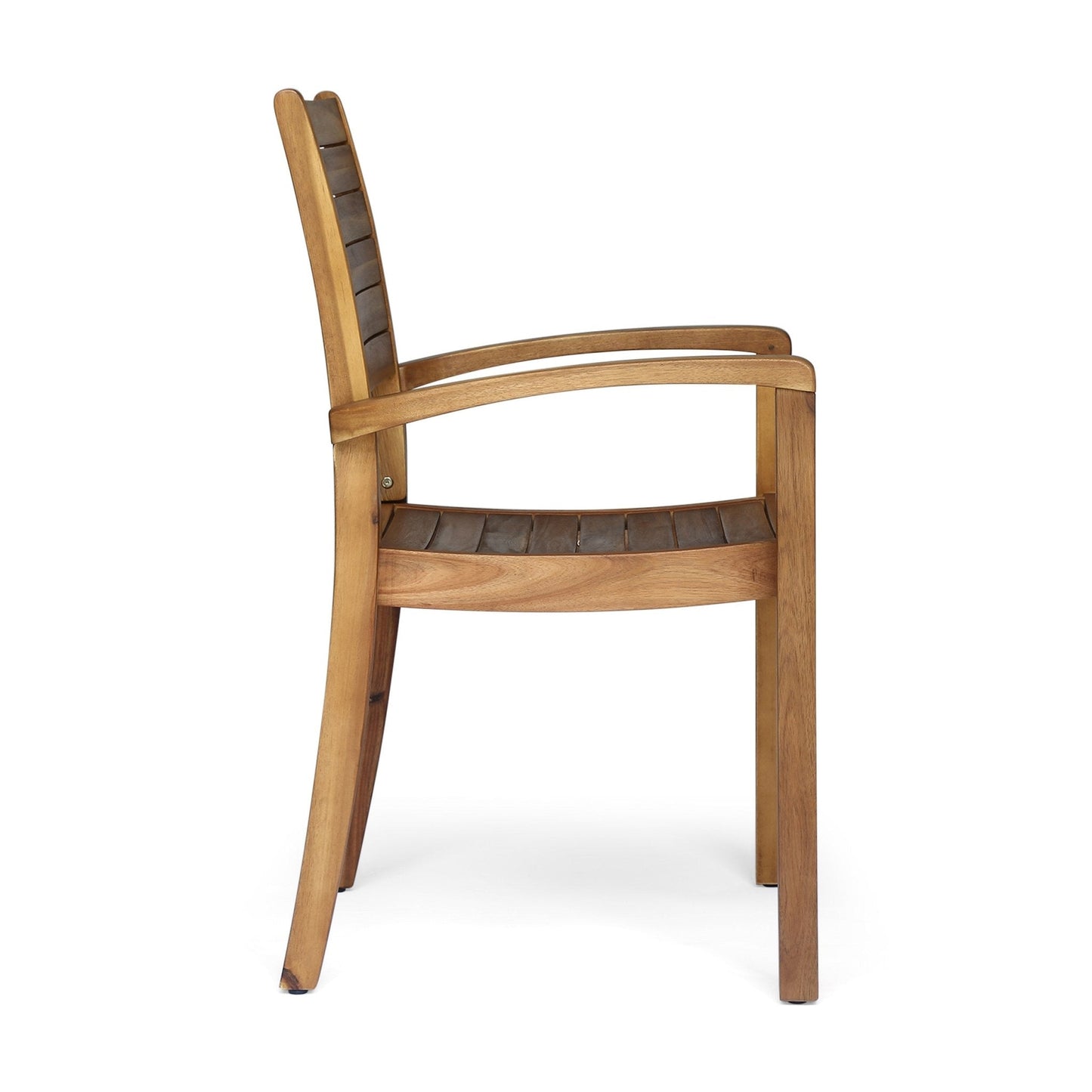 Outdoor Dining Chair with Square Arm and Wooden Frame