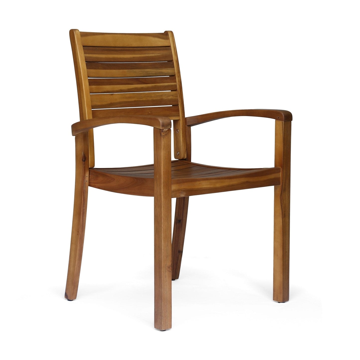Outdoor Dining Chair with Square Arm and Wooden Frame