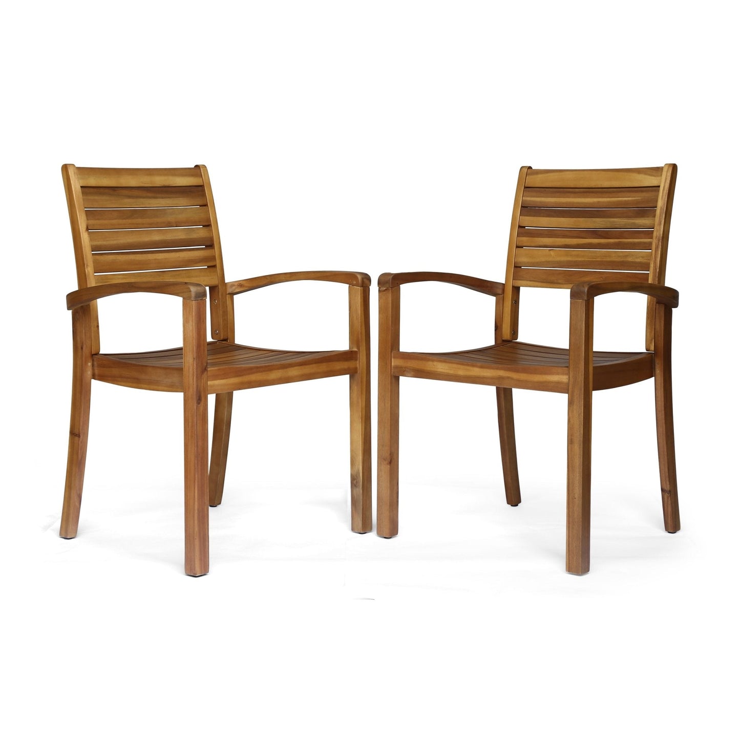 Outdoor Dining Chair with Square Arm and Wooden Frame