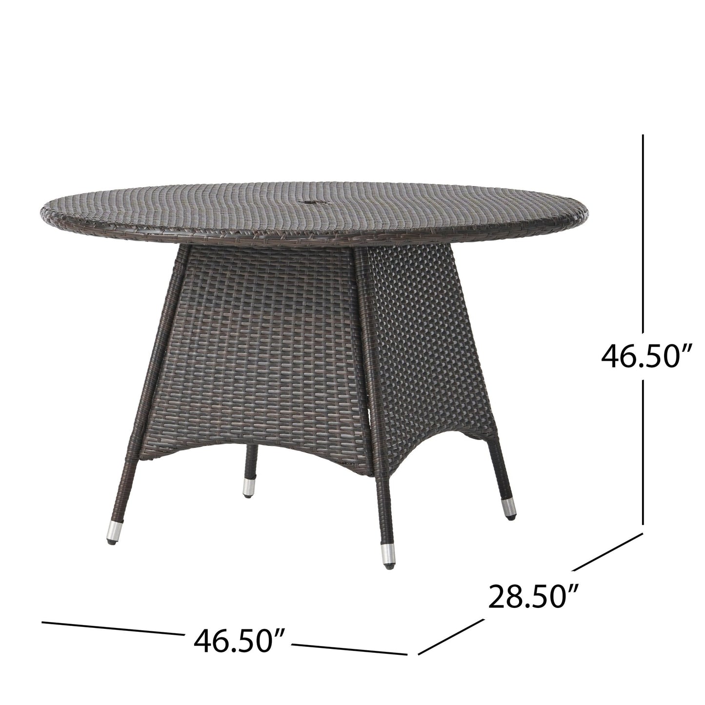 Outdoor Dining Table with Powder Coated Iron Frame and Round Top