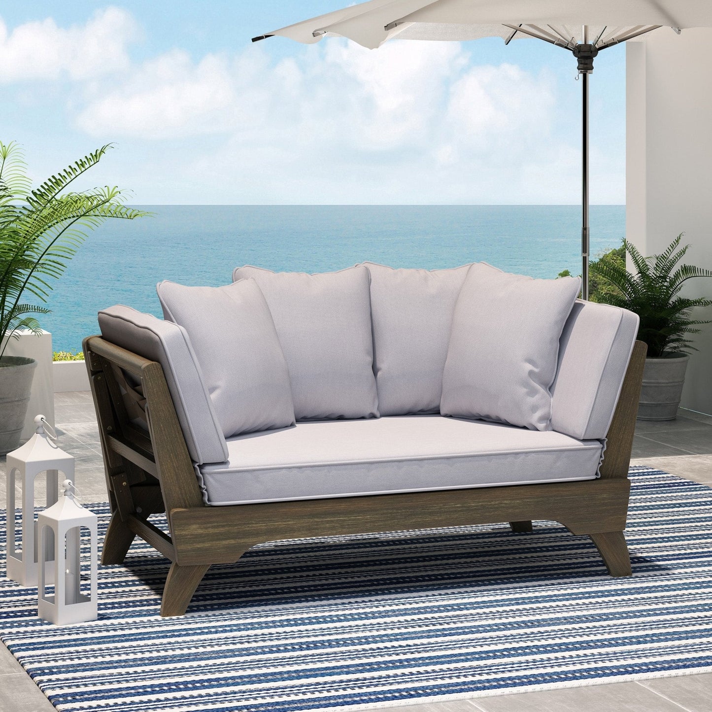 Outdoor Expandable Daybed with Water-Resistant Cushion