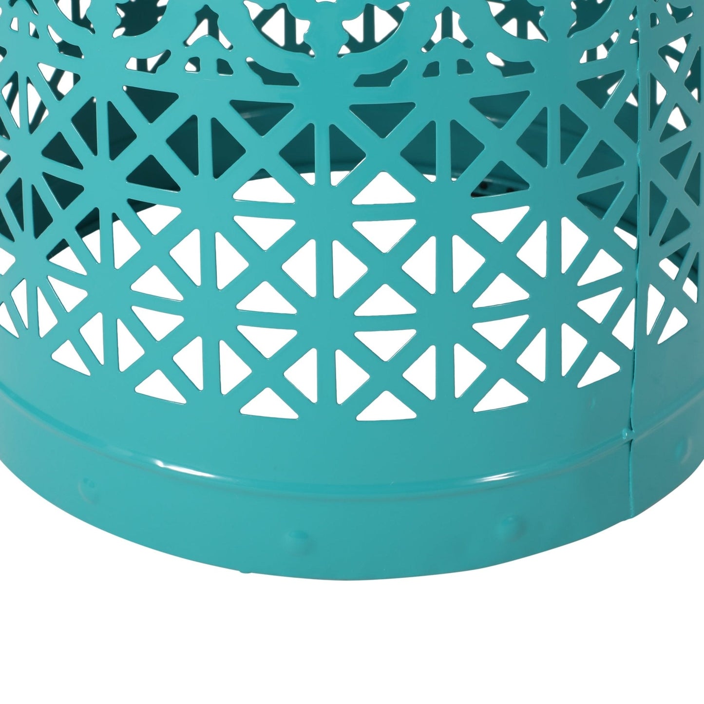 Outdoor Lace-Cut Metal Side Table with Tile Mosaic Top