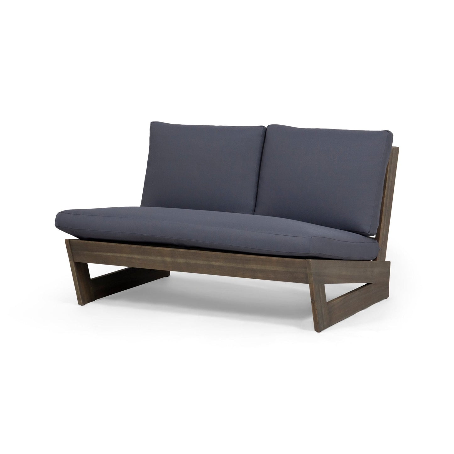Outdoor Loveseat with Slat Paneling and Water Resistance Cushion