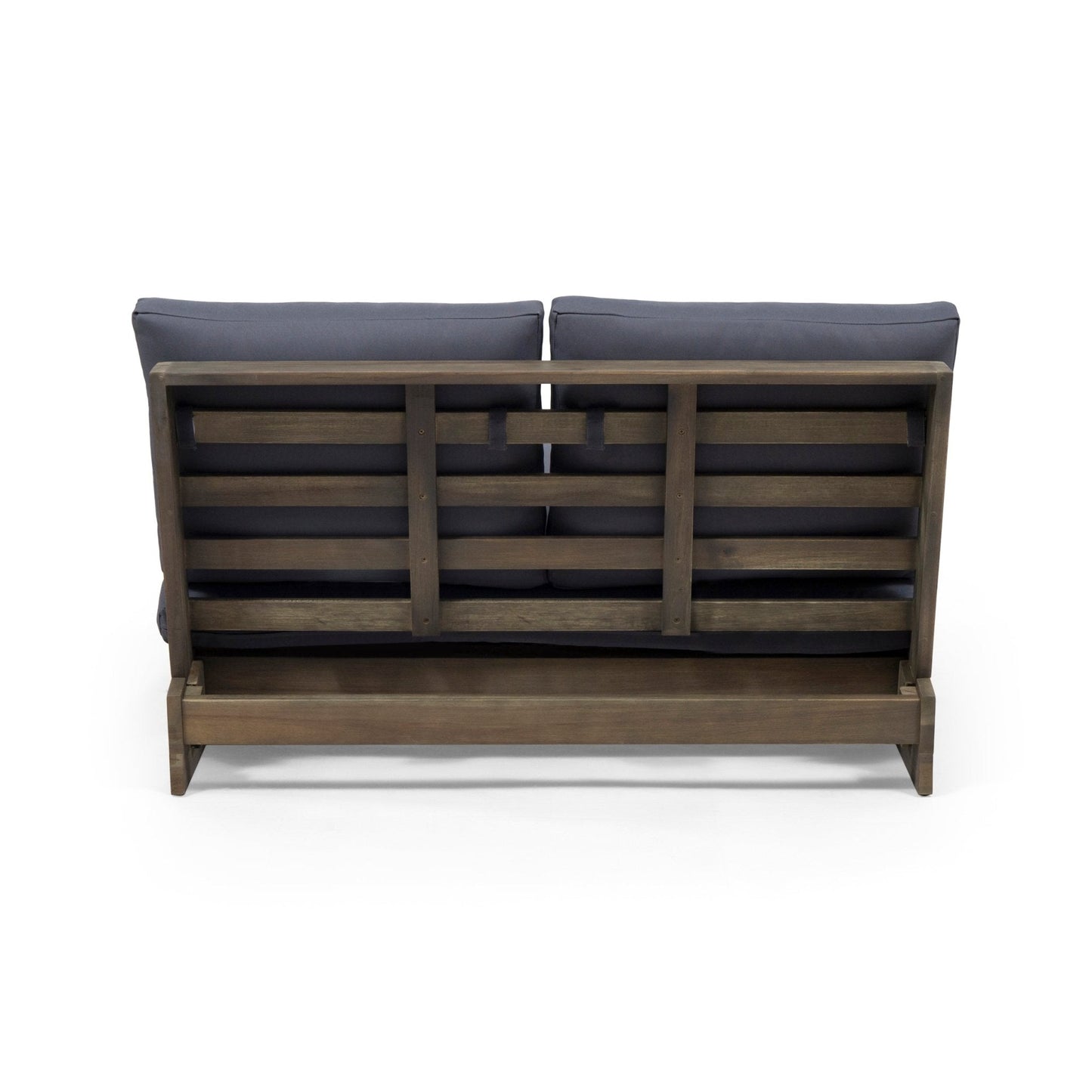 Outdoor Loveseat with Slat Paneling and Water Resistance Cushion