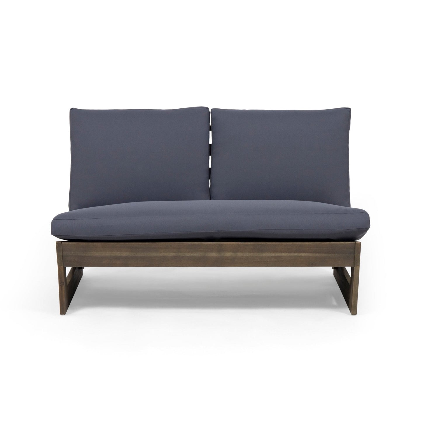 Outdoor Loveseat with Slat Paneling and Water Resistance Cushion