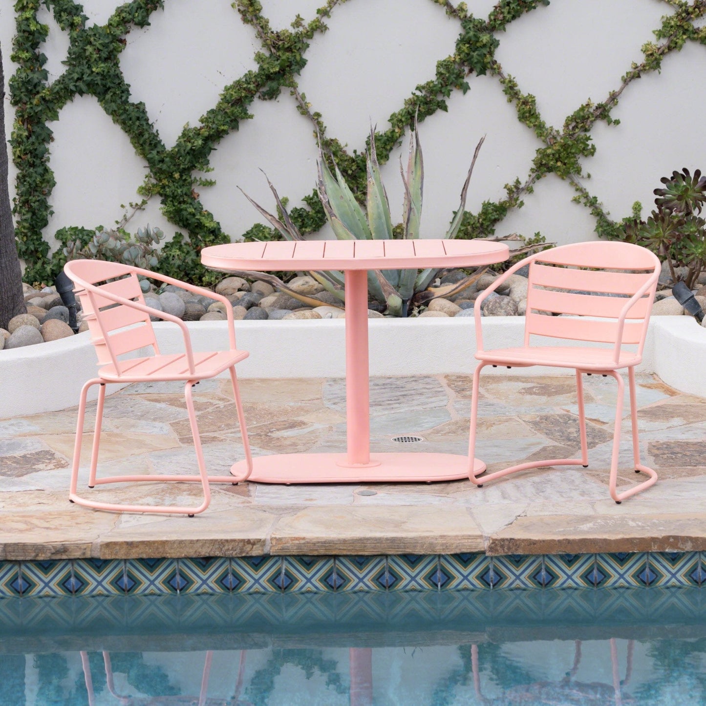 Outdoor Metal Seating Set with Coffee Table and 2 Chairs