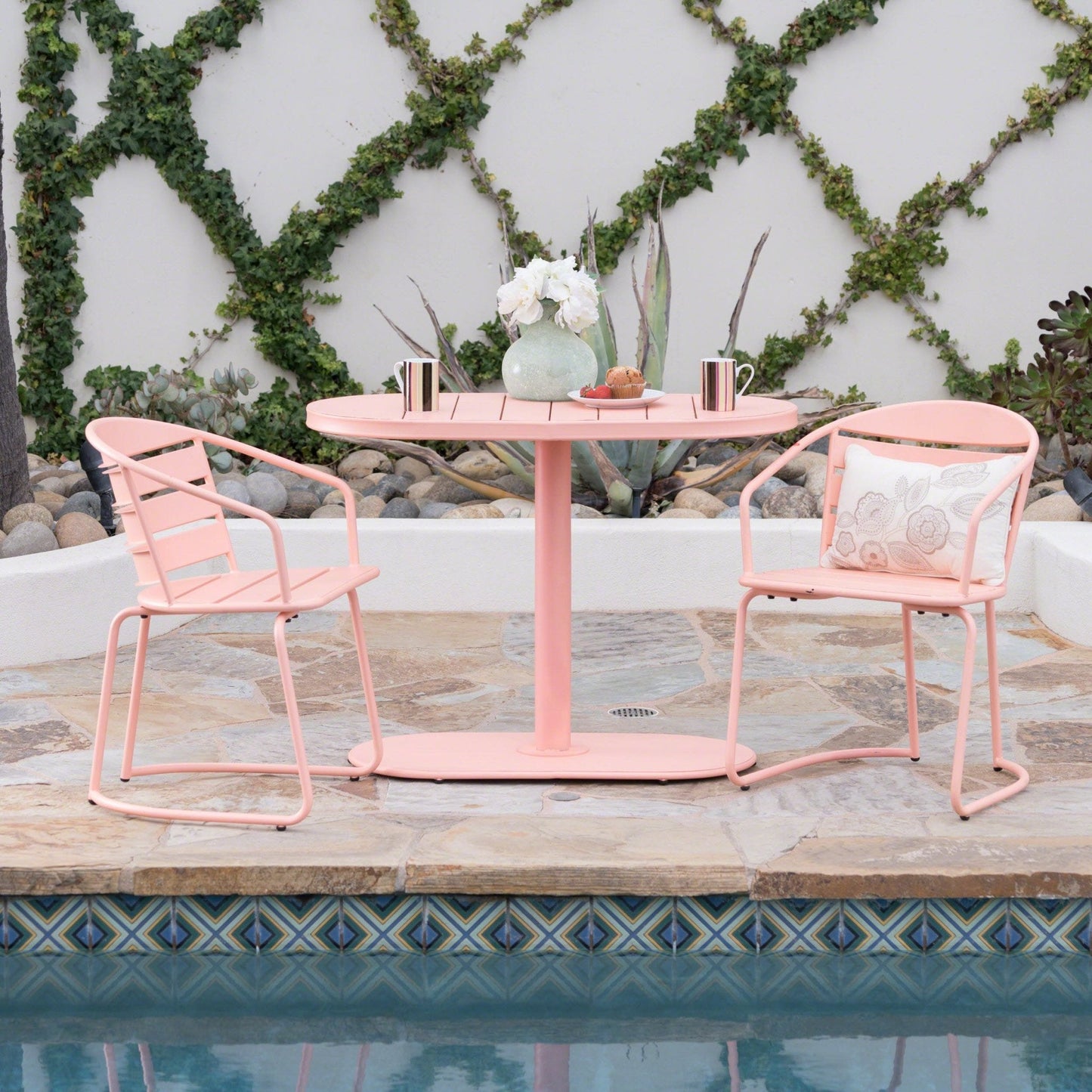 Outdoor Metal Seating Set with Coffee Table and 2 Chairs