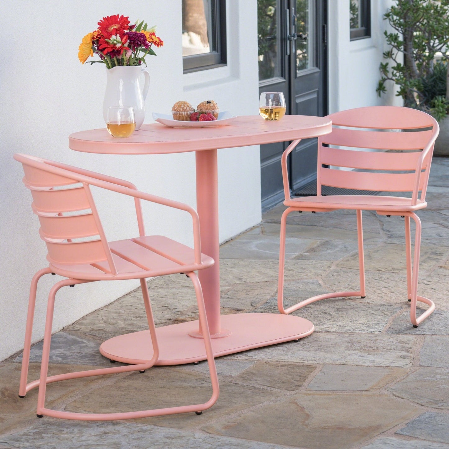 Outdoor Metal Seating Set with Coffee Table and 2 Chairs