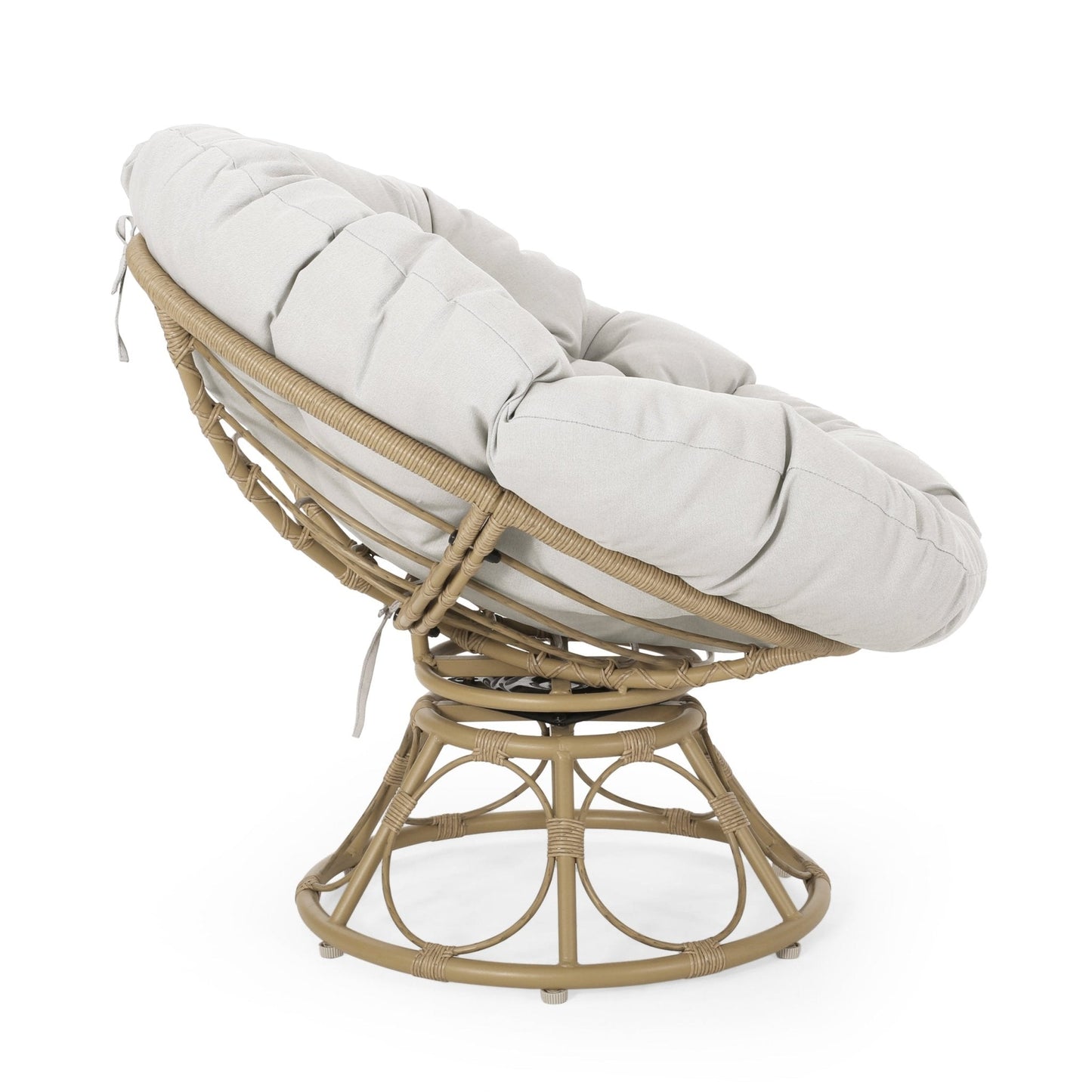Indoor/Outdoor Papasan Swivel Chair with Water Resistant Cushion