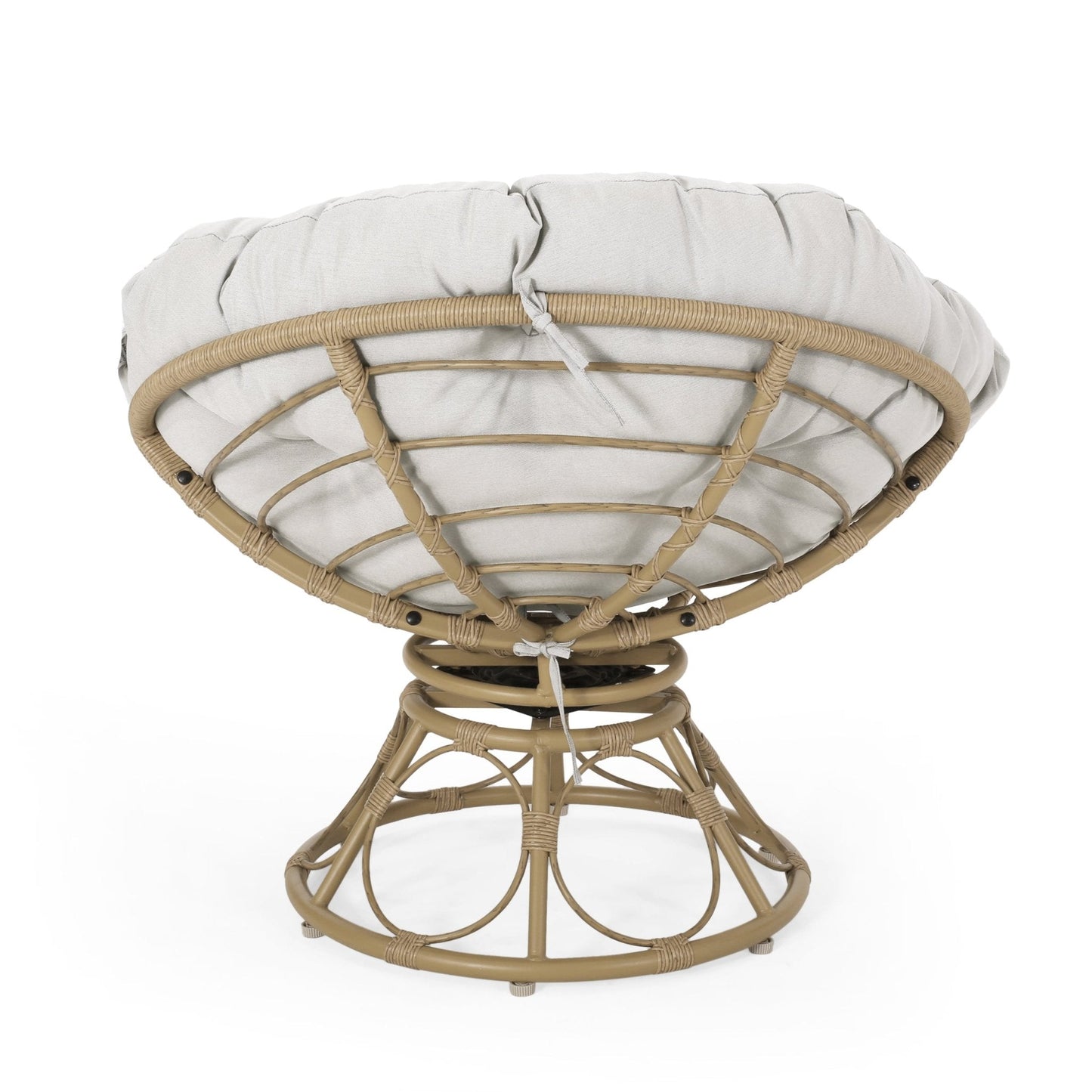 Indoor/Outdoor Papasan Swivel Chair with Water Resistant Cushion