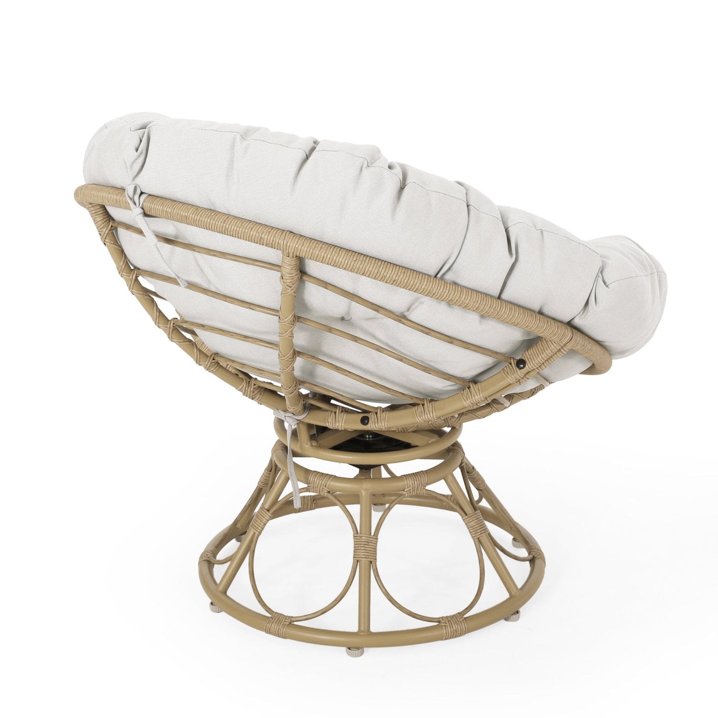 Indoor/Outdoor Papasan Swivel Chair with Water Resistant Cushion