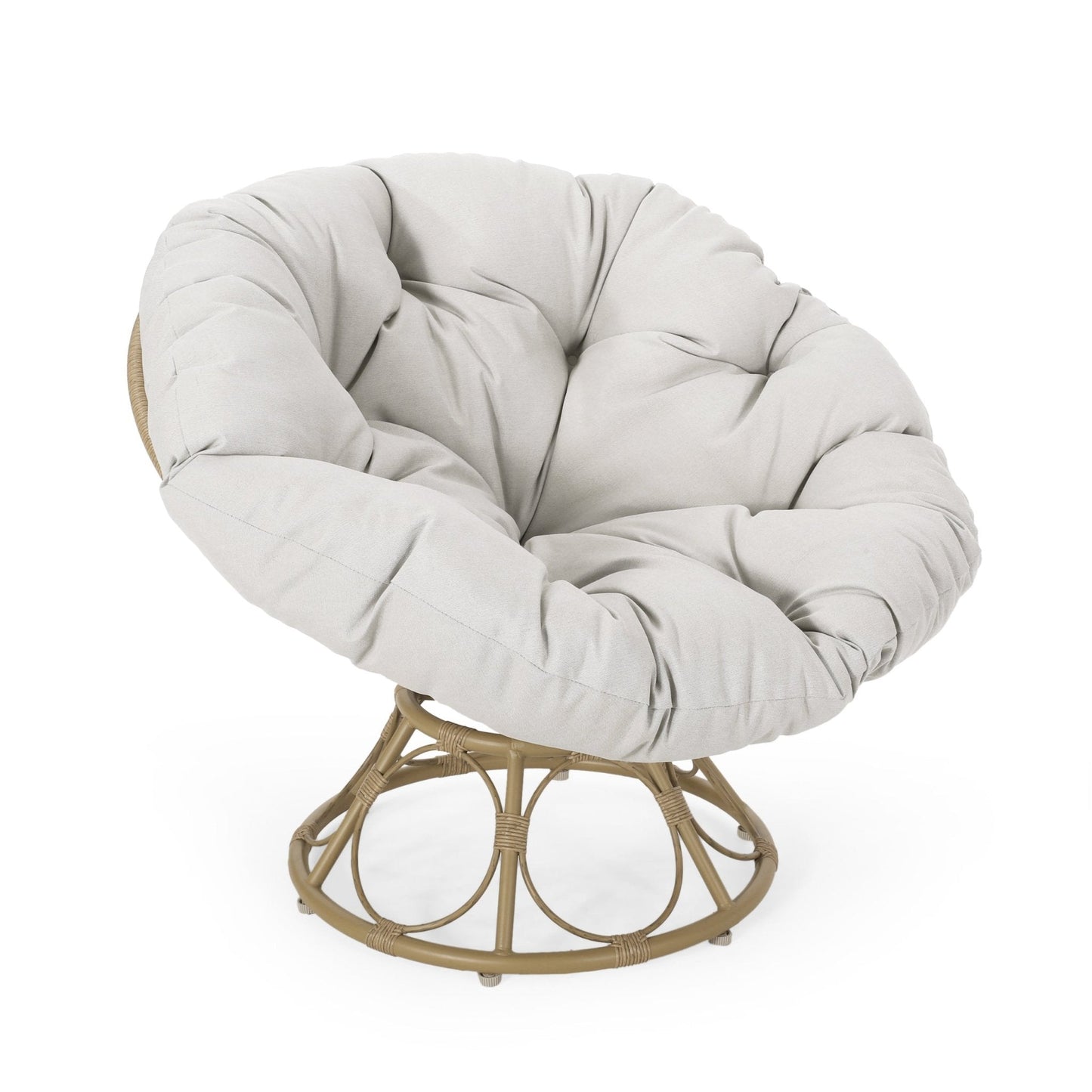 Indoor/Outdoor Papasan Swivel Chair with Water Resistant Cushion