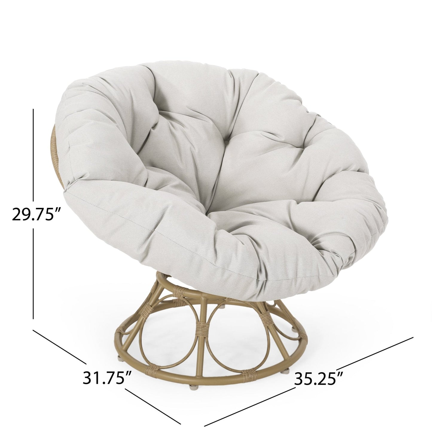Indoor/Outdoor Papasan Swivel Chair with Water Resistant Cushion