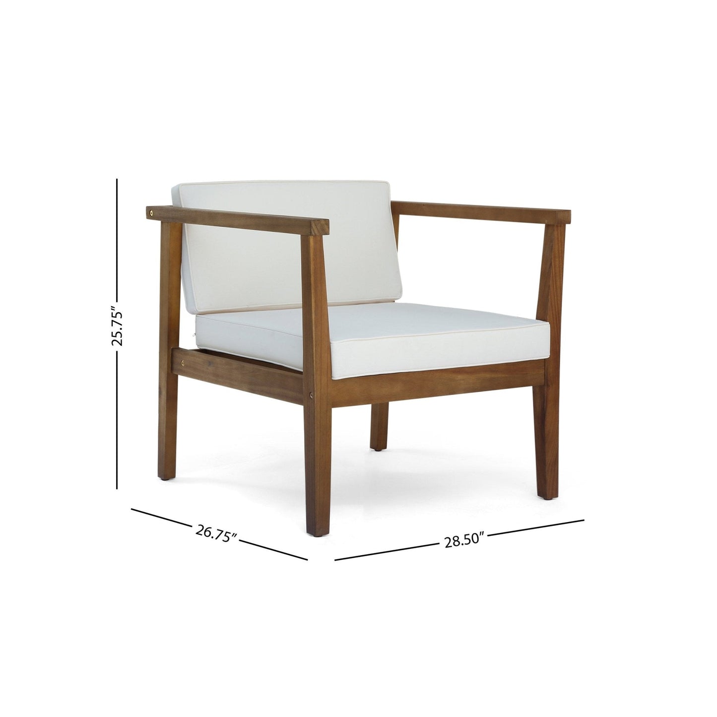Outdoor Patio Acacia Wood Set with Coffee Table, 2 Club Chairs and Loveseat