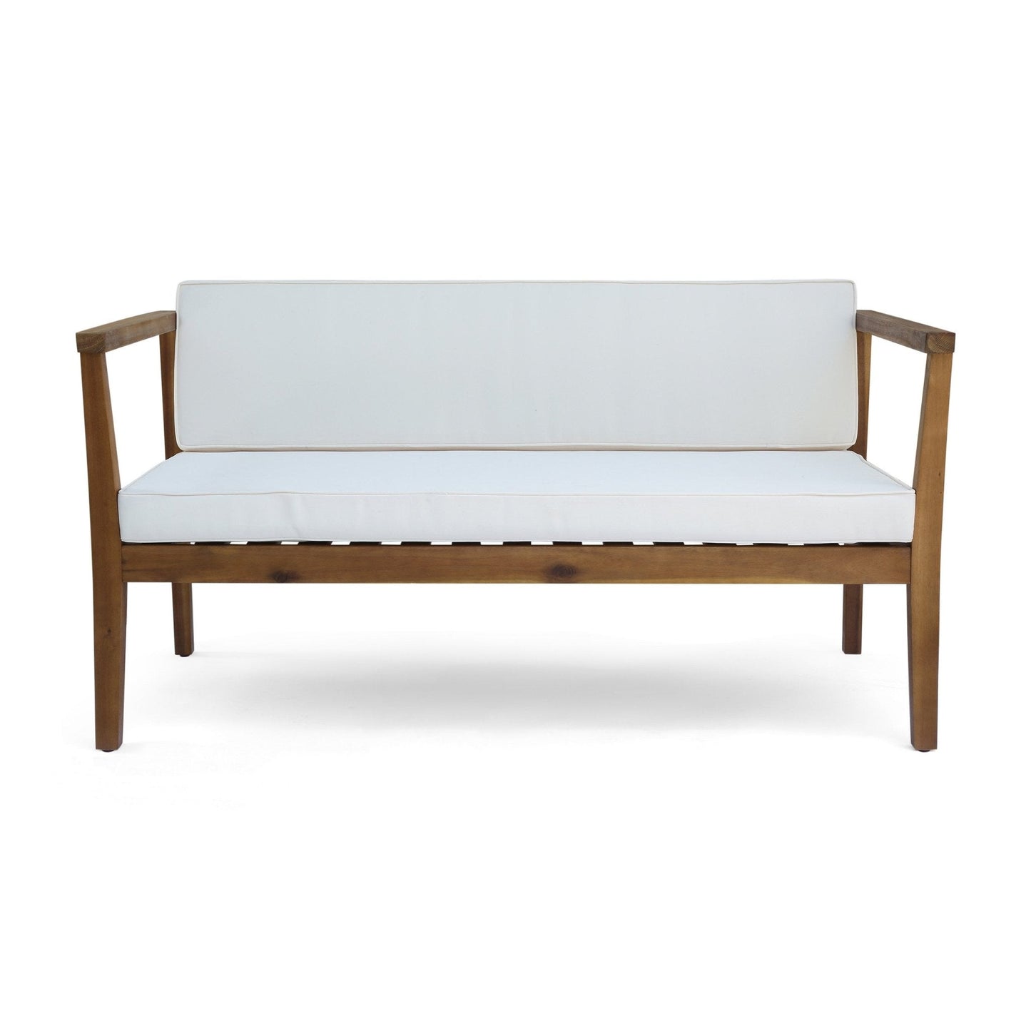 Outdoor Patio Acacia Wood Set with Coffee Table, 2 Club Chairs and Loveseat