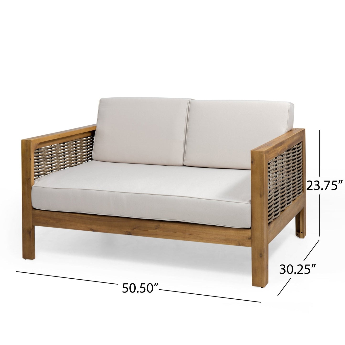 Outdoor Patio Acacia Wood Set with Coffee Table and Loveseat