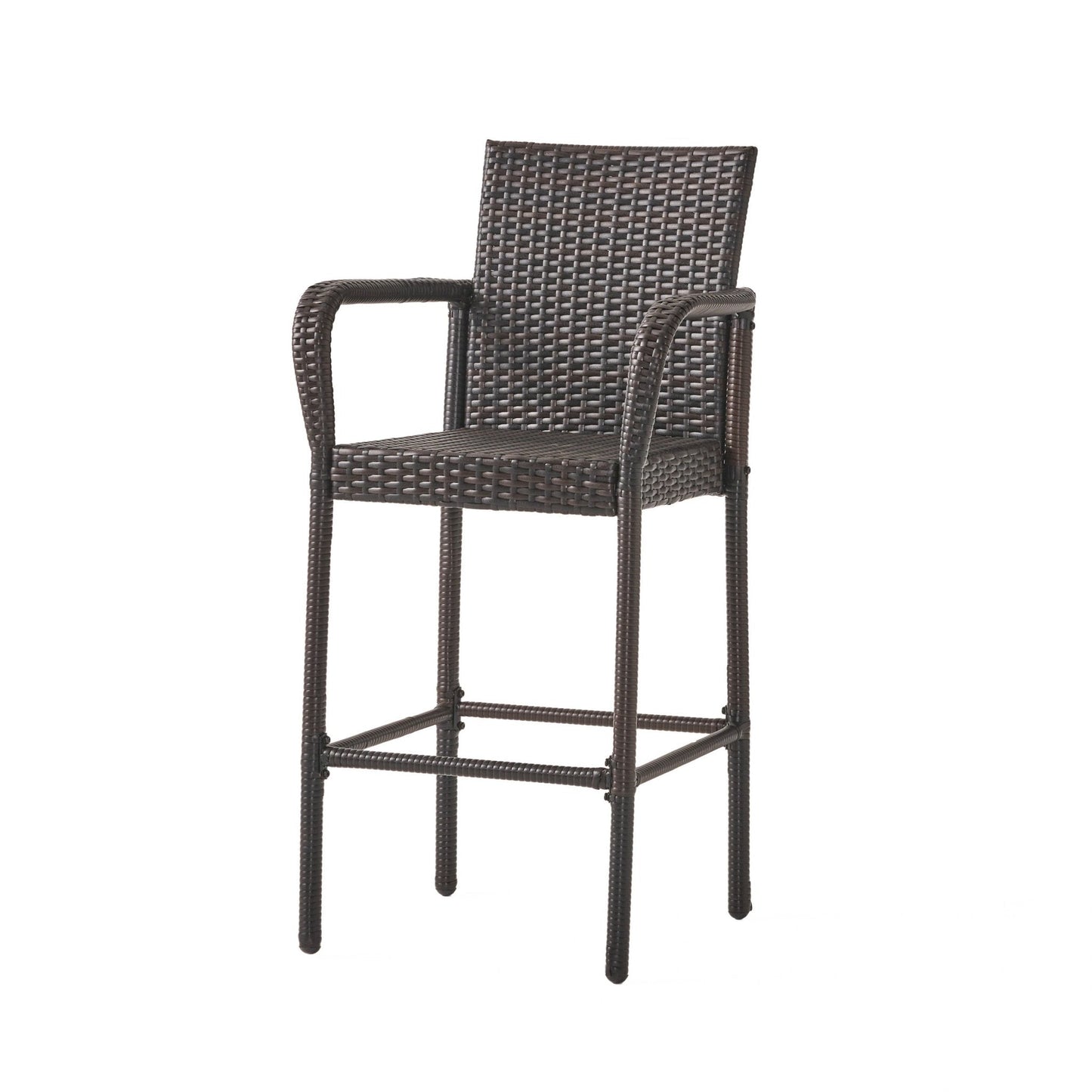 Outdoor PE Rattan Wicker Bar Chair with Metal Frame
