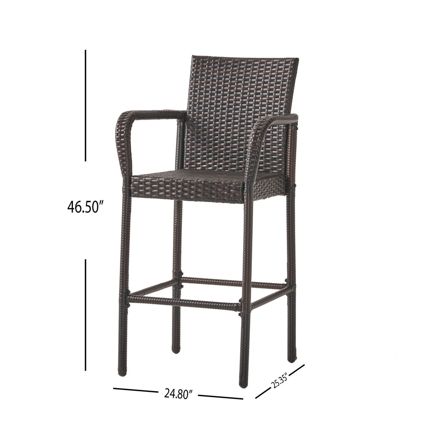 Outdoor PE Rattan Wicker Bar Chair with Metal Frame