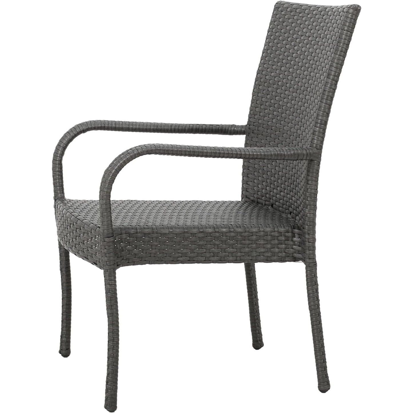 Outdoor PE Wicker Stacking Chair with Curved Arm