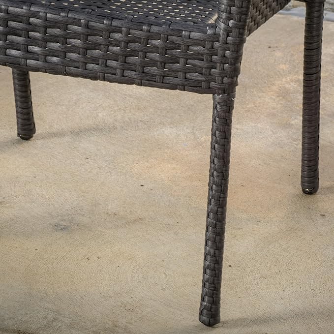 Outdoor PE Wicker Stacking Chair with Curved Arm