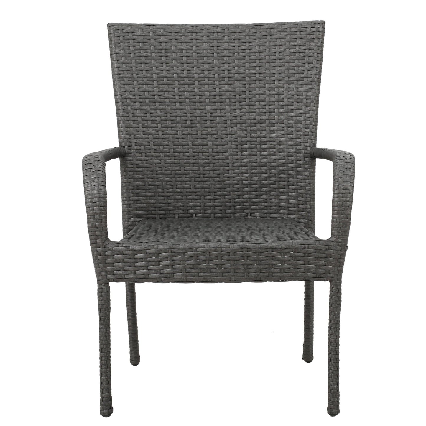 Outdoor PE Wicker Stacking Chair with Curved Arm
