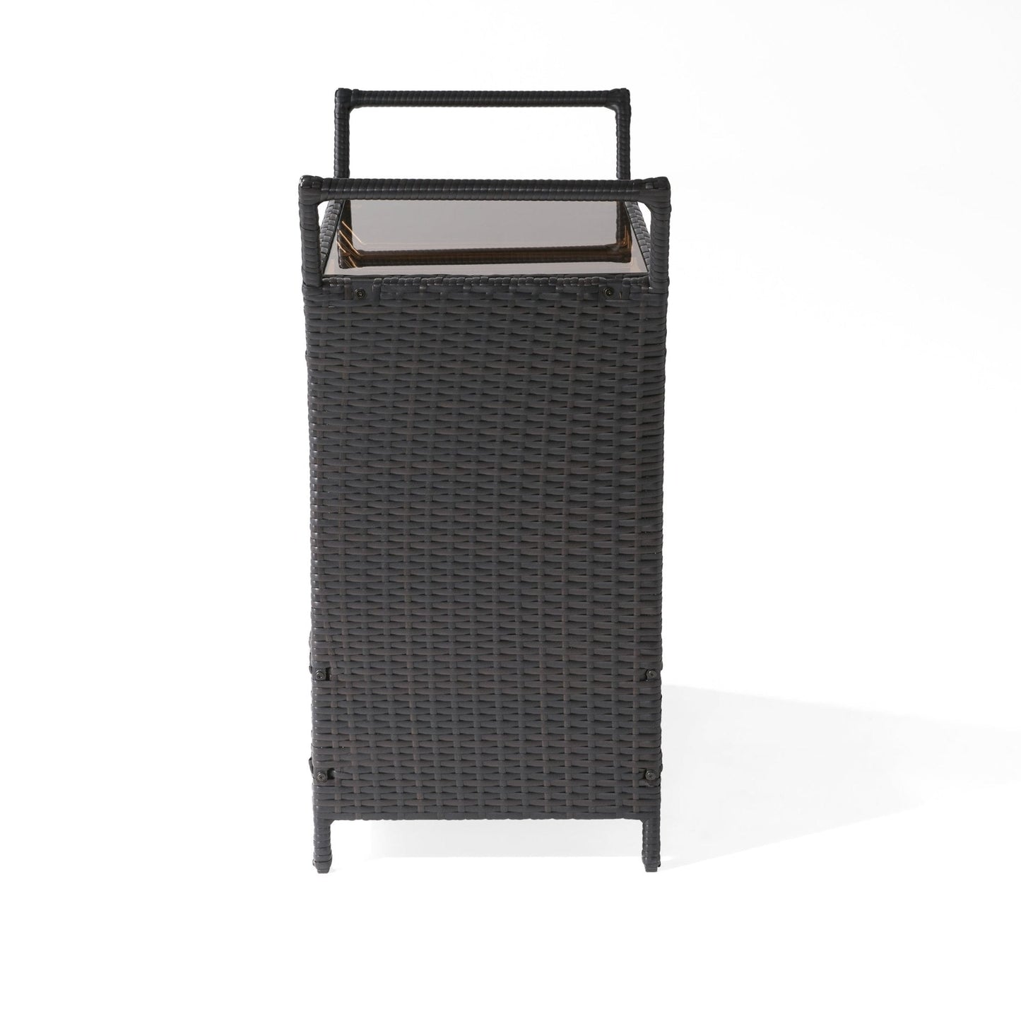 Outdoor Rattan Bar Cart with Ice Bucket Bin