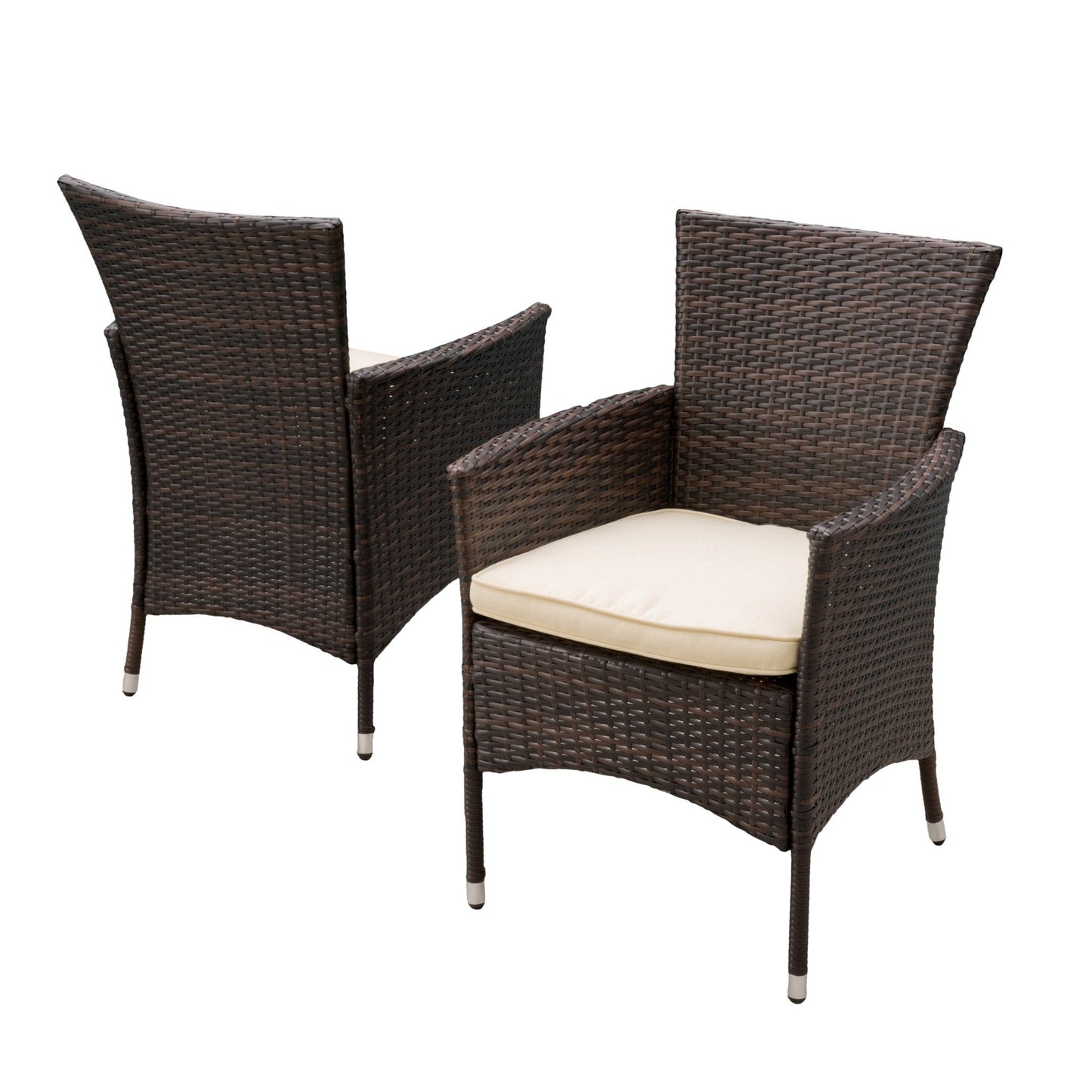 Outdoor Rattan Dining Chair with Cushion and Metal Frame
