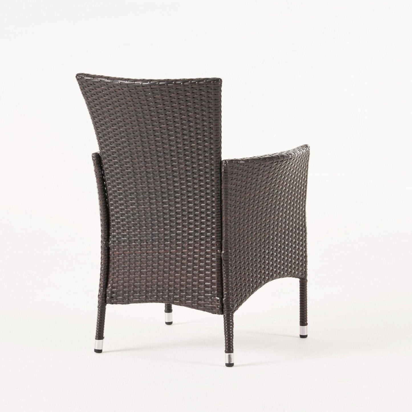 Outdoor Rattan Dining Chair with Cushion and Metal Frame