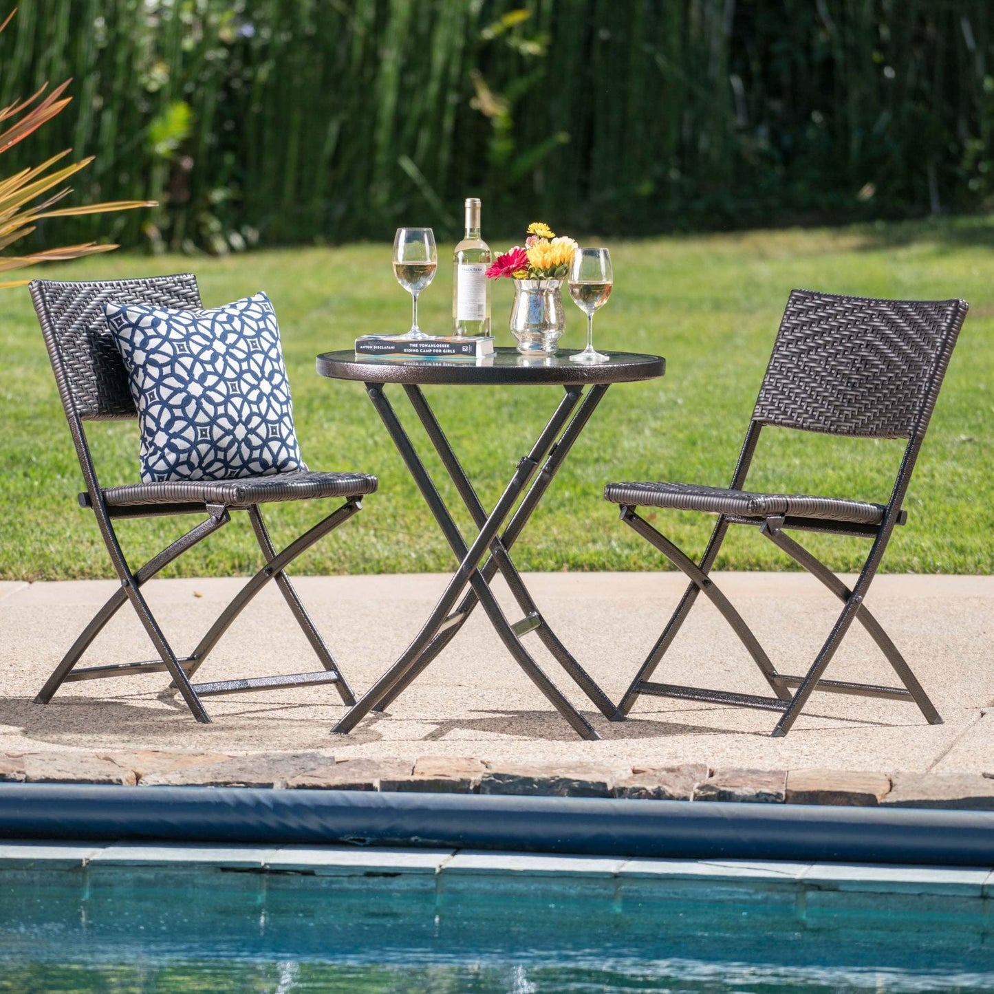 Outdoor Rattan Seating Set with Coffee Table and 2 Chair